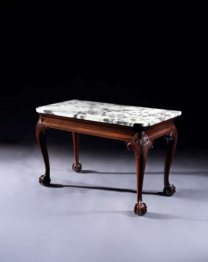 A Fine George II Period Mahogany Side Table with Breccia di Medici Marble Top